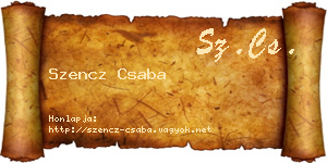Szencz Csaba névjegykártya